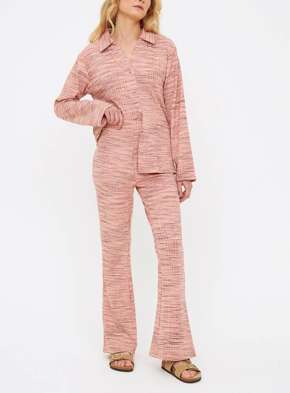 Pink Space Dye Jersey Flared Trousers  12